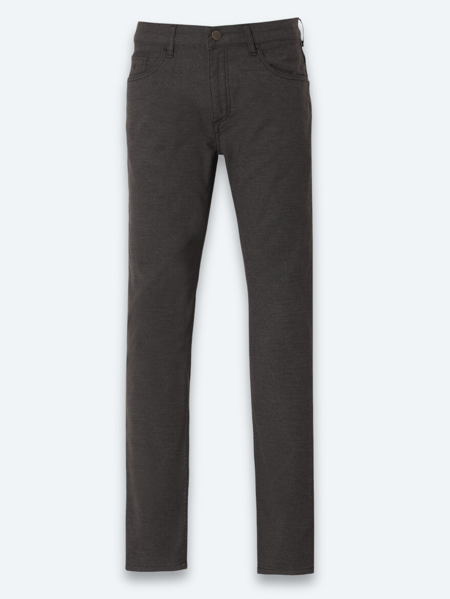 Brown Weaving Slim Fit Casual Cotton Blended Trousers - 6