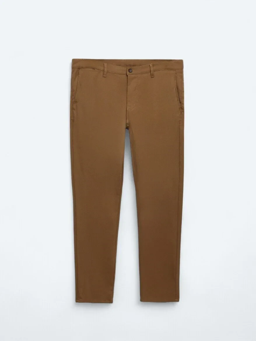 Brown Weaving Slim Fit Casual Trousers - 6