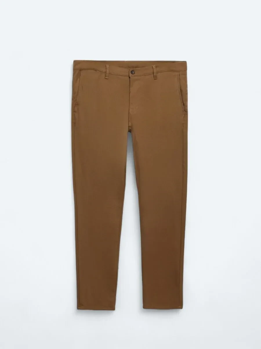 Brown Weaving Slim Fit Casual Trousers - 6