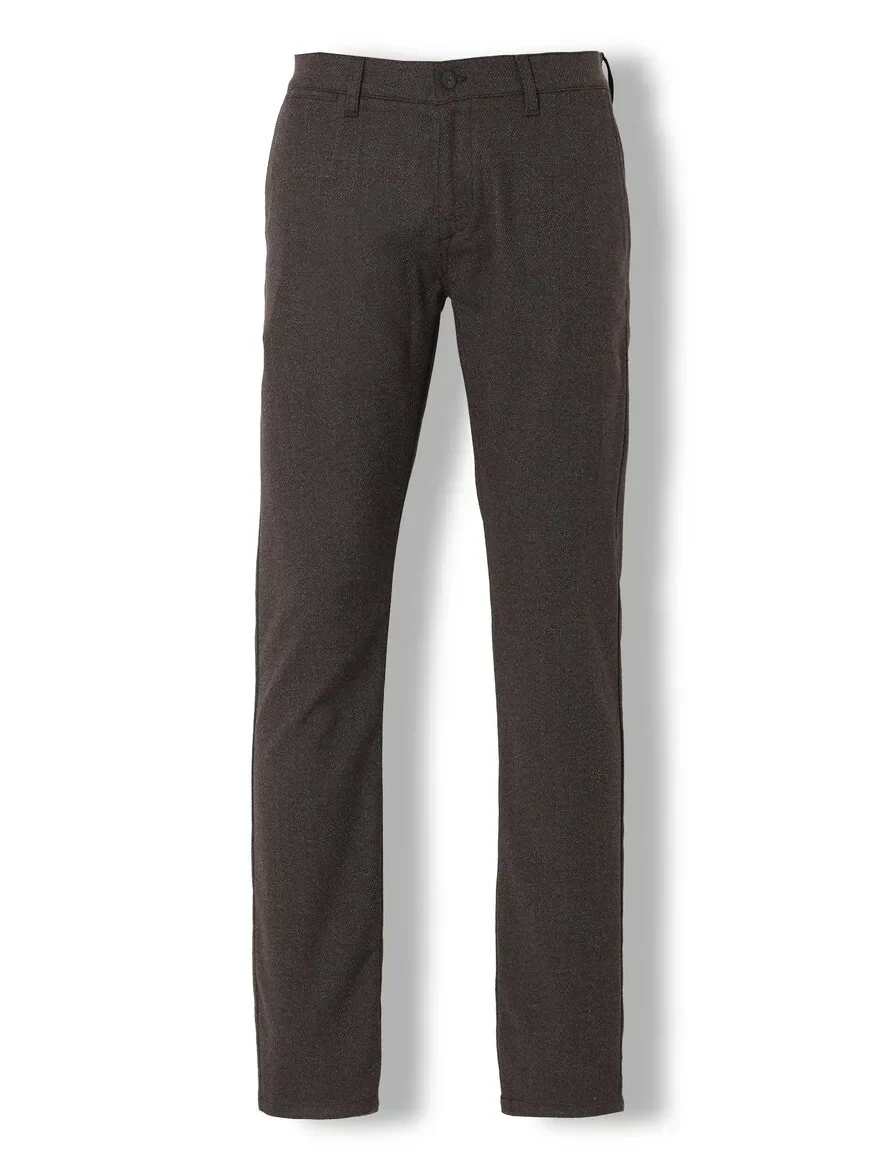 Brown Weaving Slim Fit Smart Casual Trousers - 6