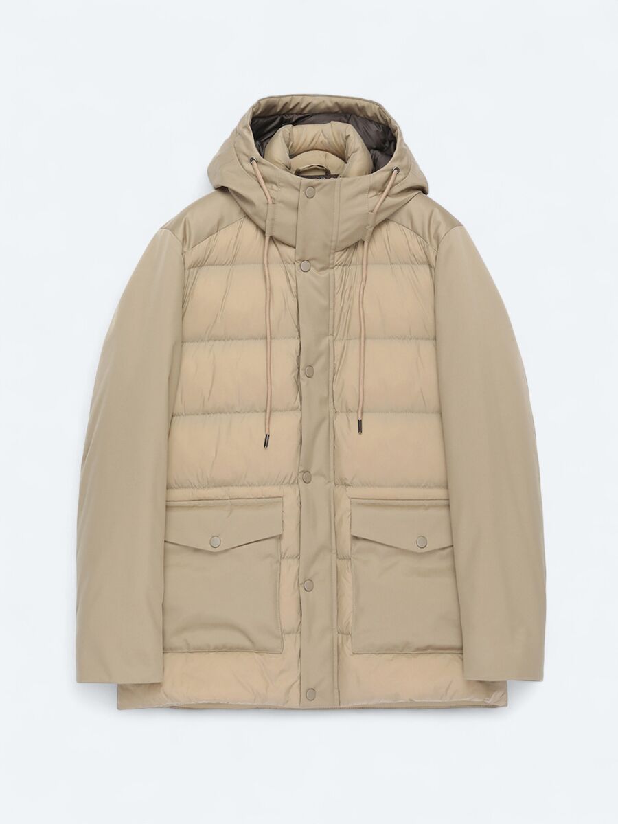 Buff Hooded Casual Weaving Coat - 7