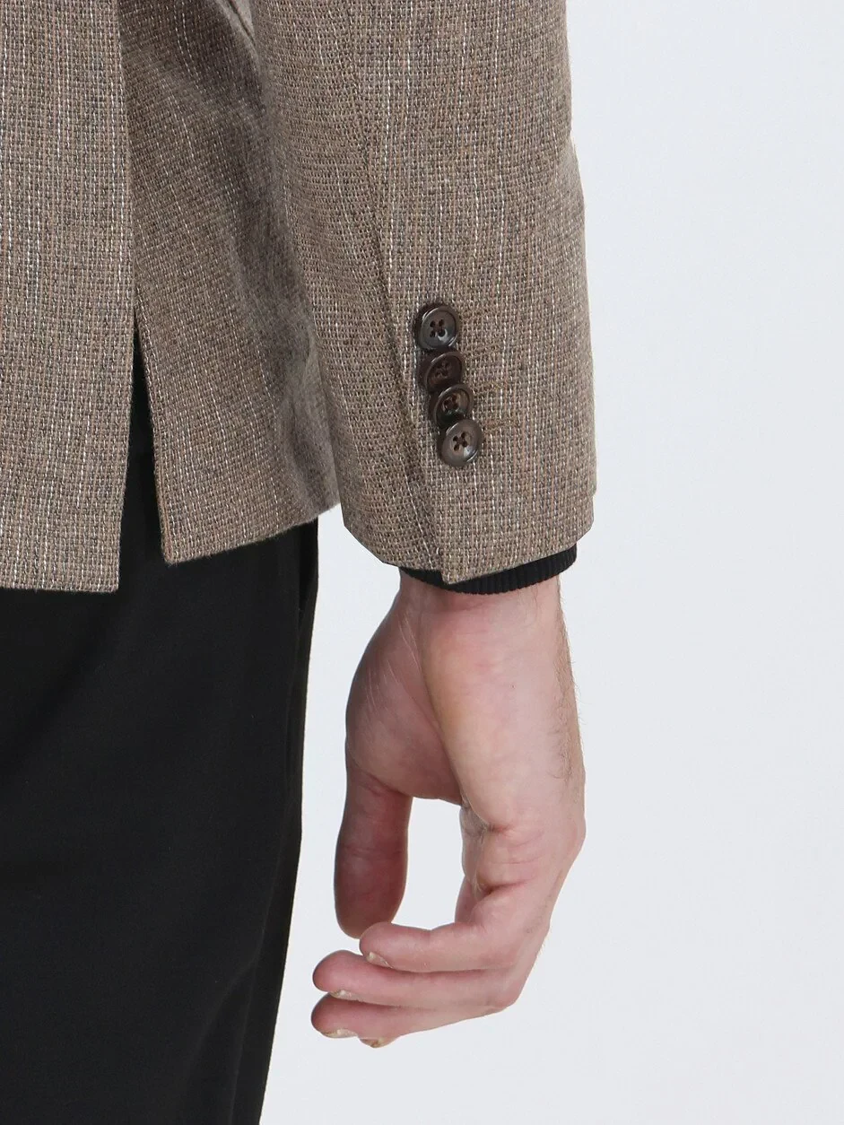 Buff Micro Modern Fit Wool Blended Jacket - 5