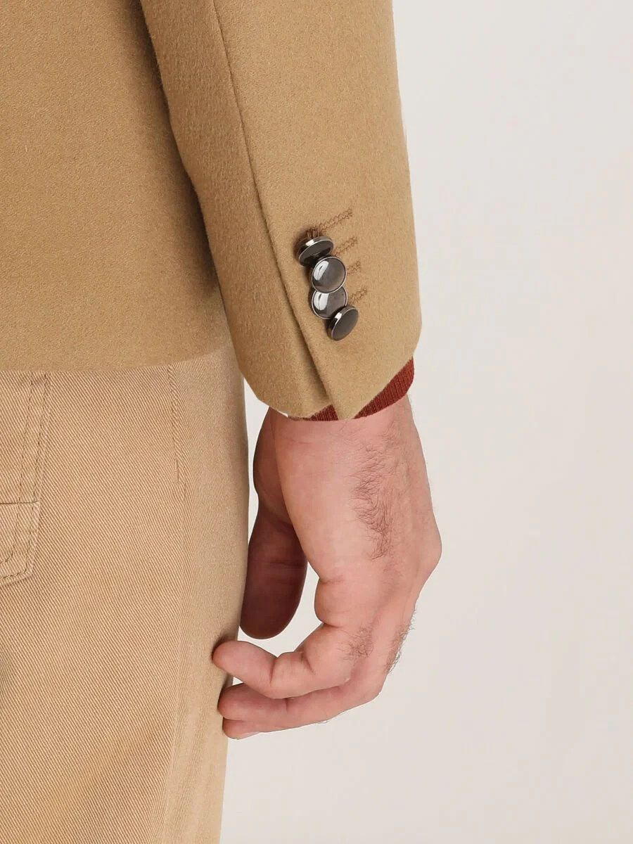 Buff Plain Modern Fit Wool Blended Jacket - 5