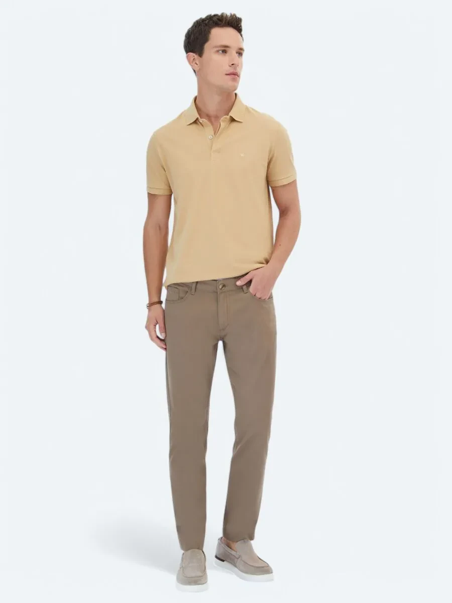 Buff Polo Neck 100% Cotton T-Shirt - 2