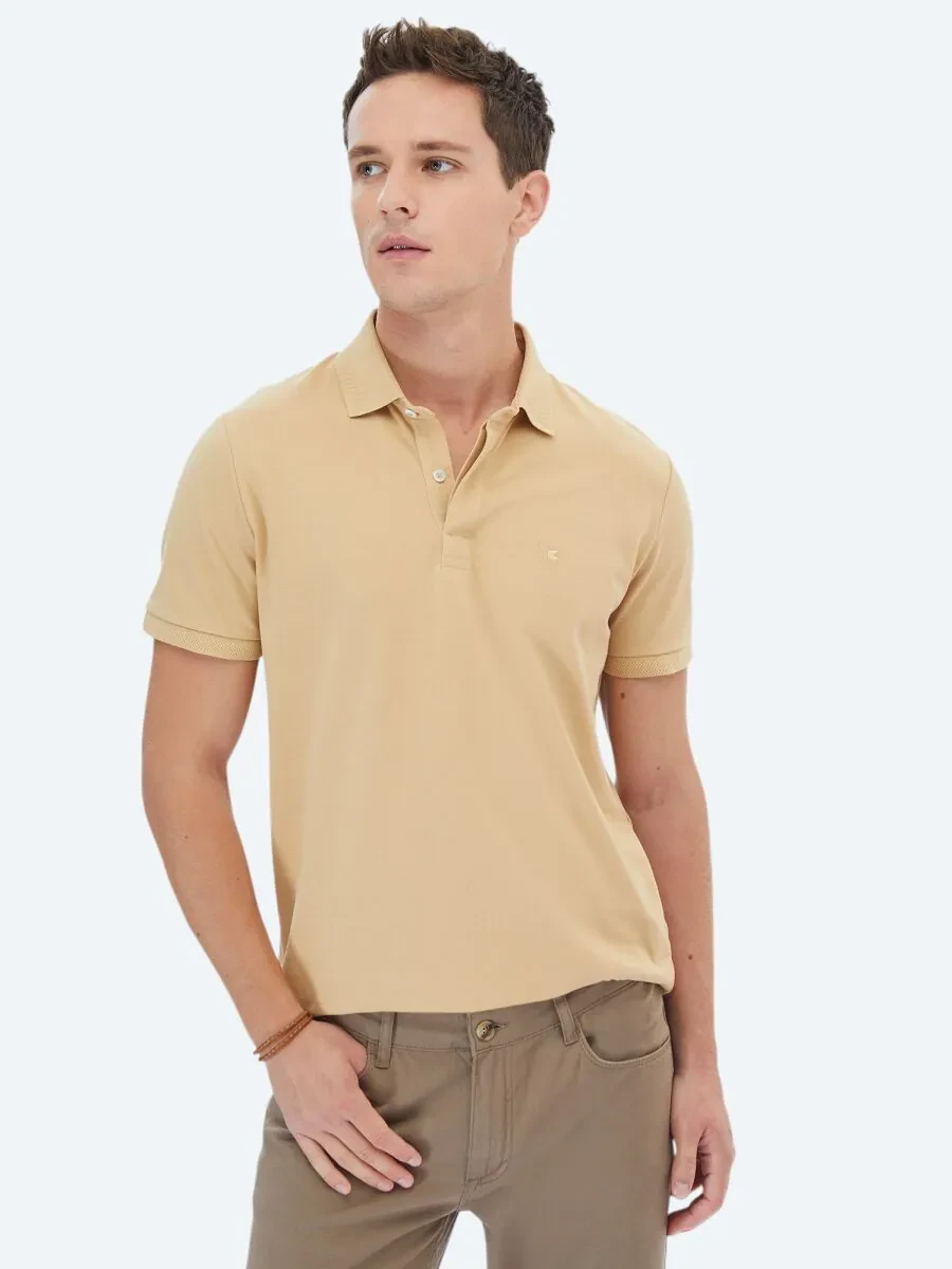 Buff Polo Neck 100% Cotton T-Shirt - 3