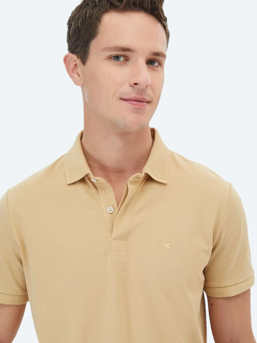 Buff Polo Neck 100% Cotton T-Shirt - 5