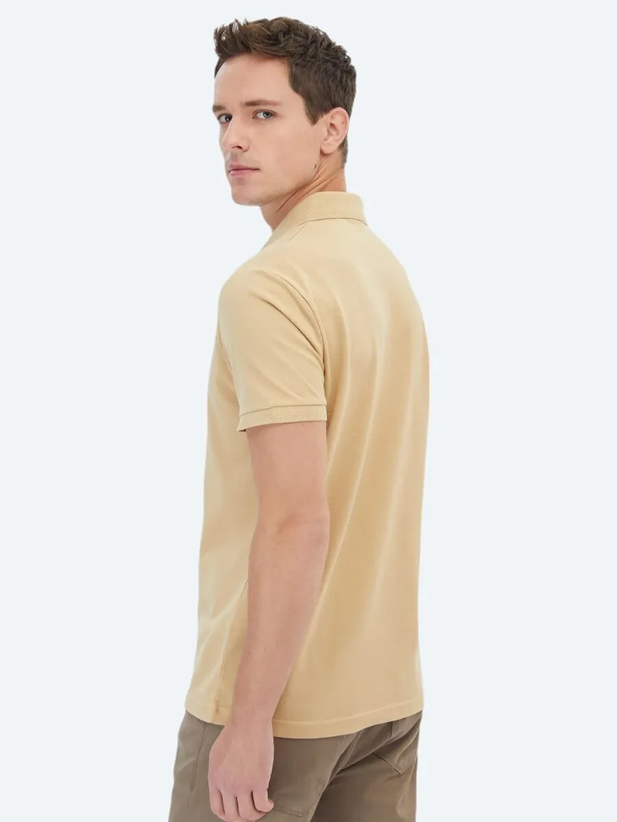 Buff Polo Neck 100% Cotton T-Shirt - 6