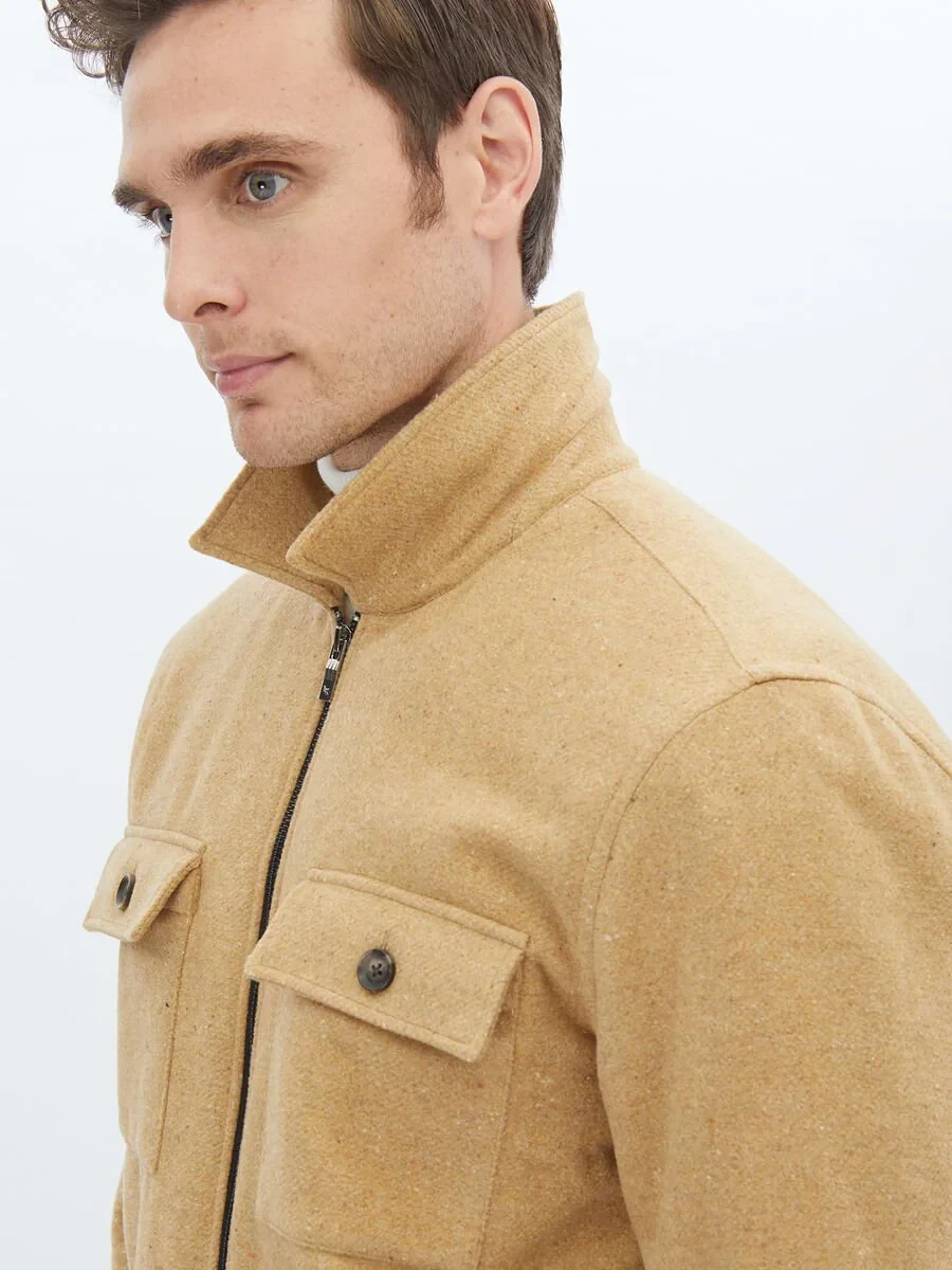 Buff Regular Fit Shirt Collar Casual Weaving Coat - 4