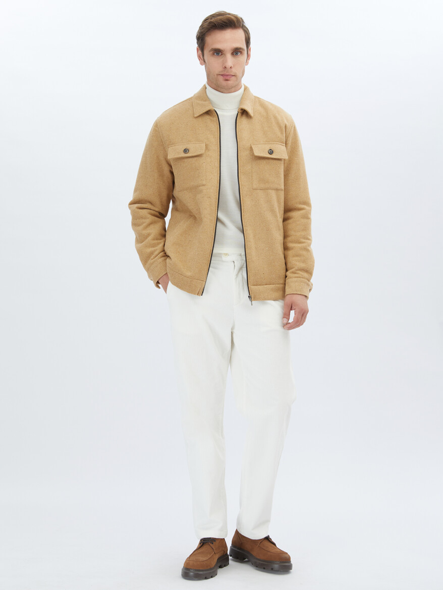 Buff Regular Fit Shirt Collar Casual Weaving Coat - 2