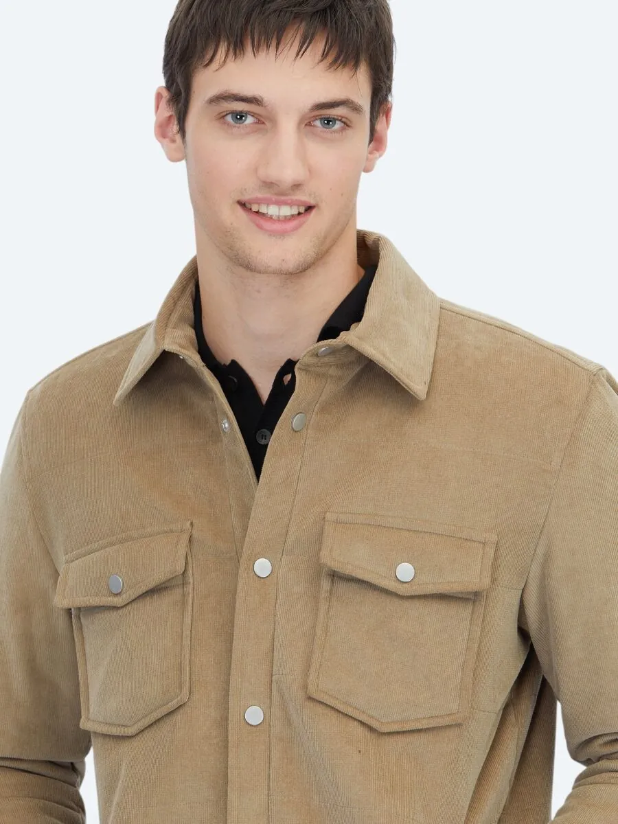Buff Regular Fit Shirt Collar Casual Weaving Coat - 4