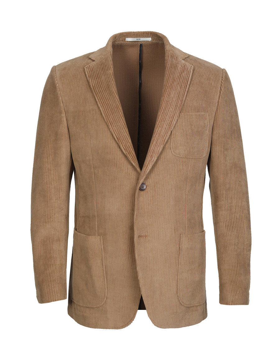 Buff Ribbed Modern Fit Cotton Blended Jacket - 5