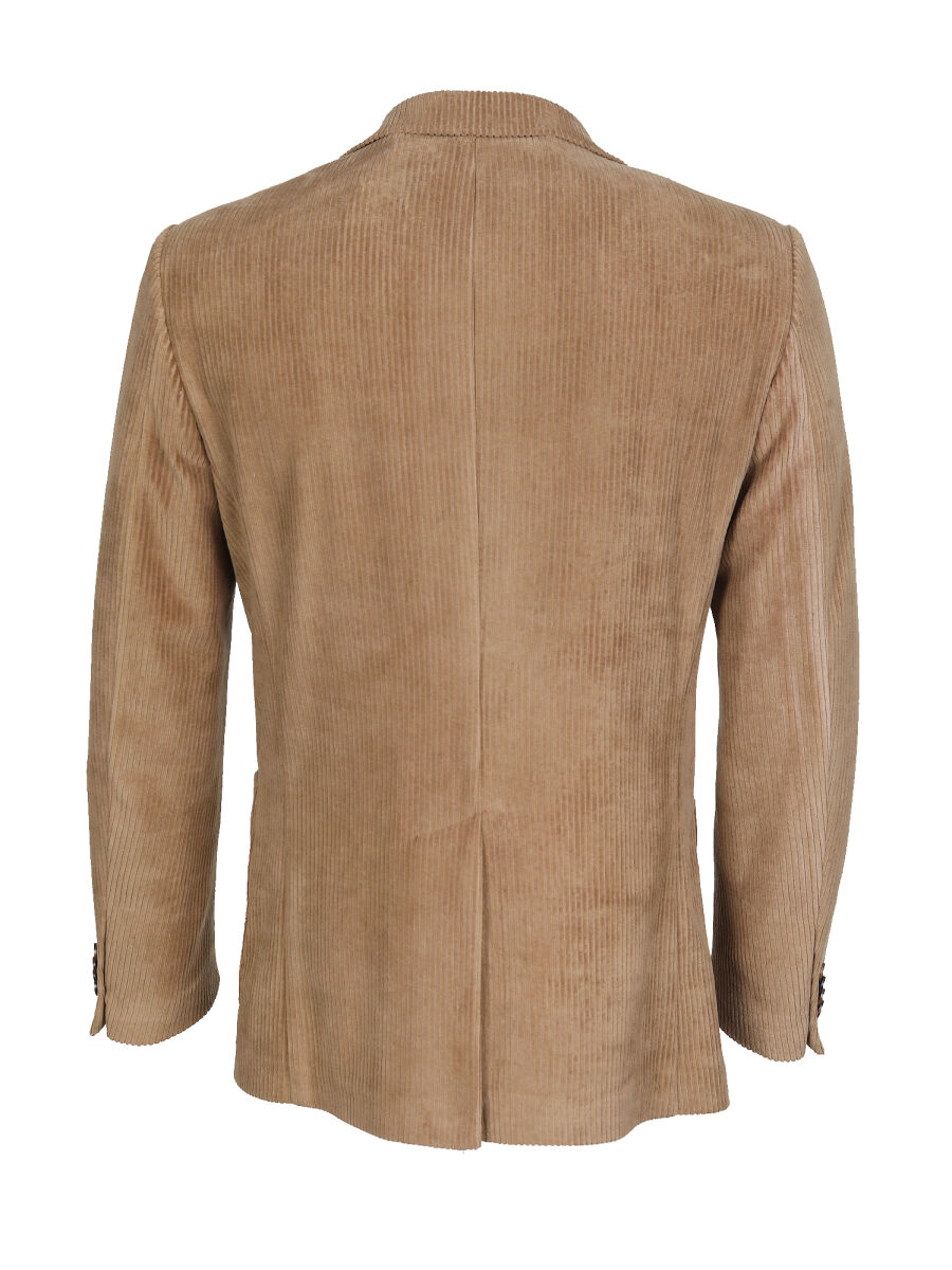 Buff Ribbed Modern Fit Cotton Blended Jacket - 6