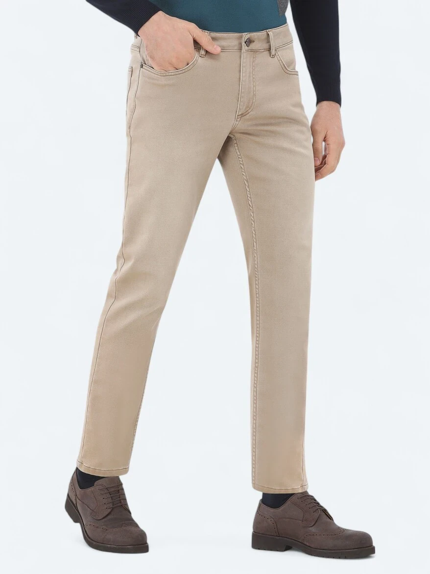 Buff Slim Fit Denim Cotton Blended Trousers - 2