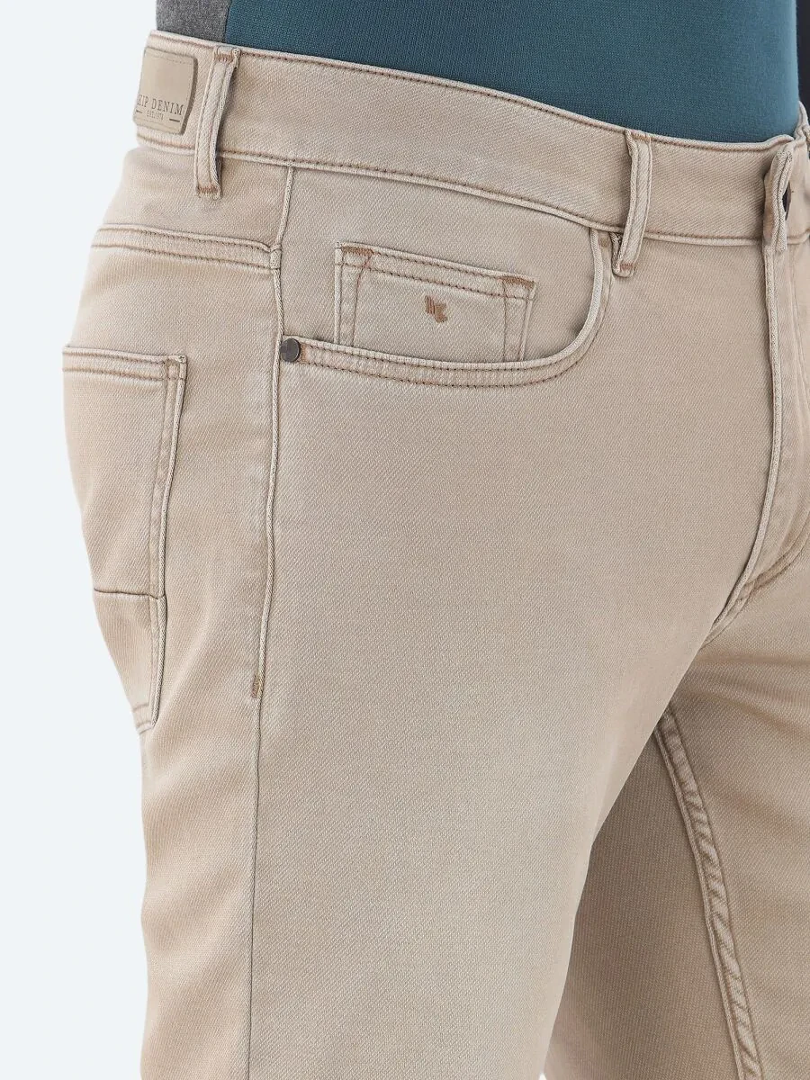 Buff Slim Fit Denim Cotton Blended Trousers - 4