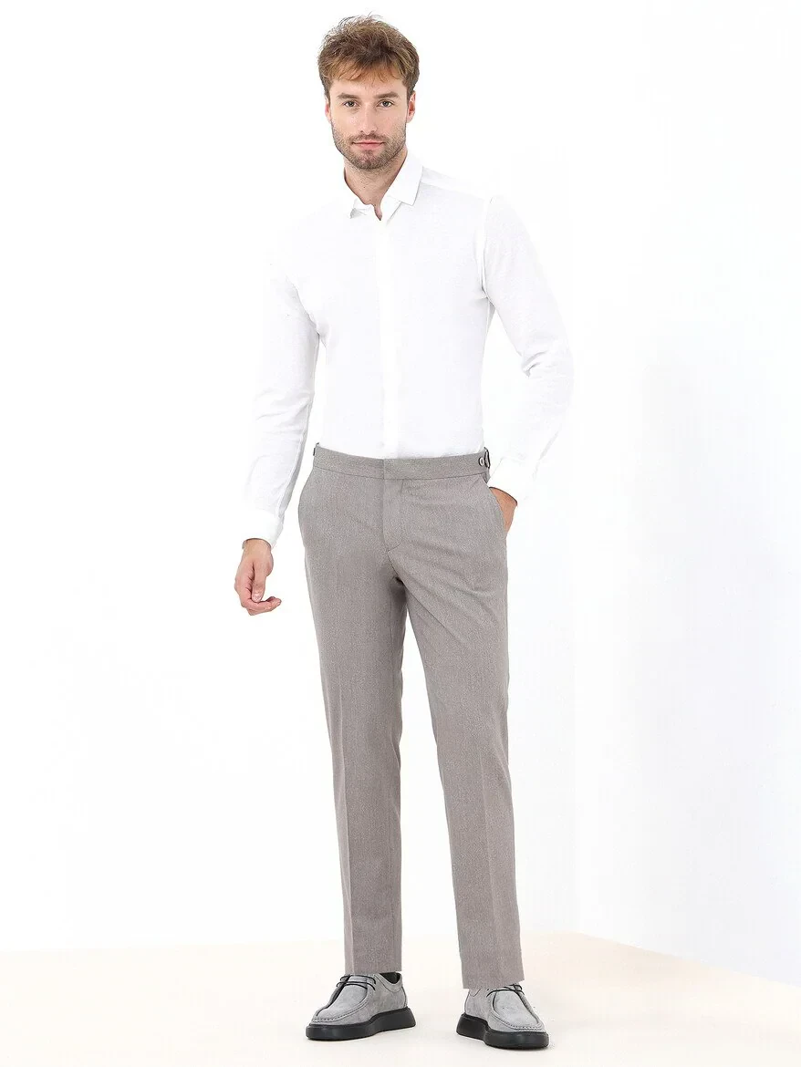 Buff Weaving Fitted Fit Classical Trousers - 2