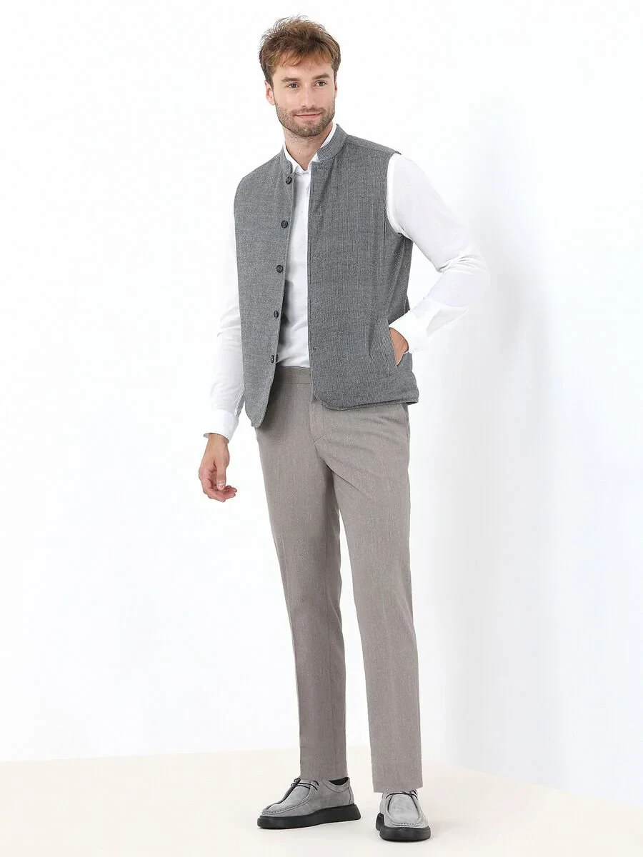 Buff Weaving Fitted Fit Classical Trousers - 3
