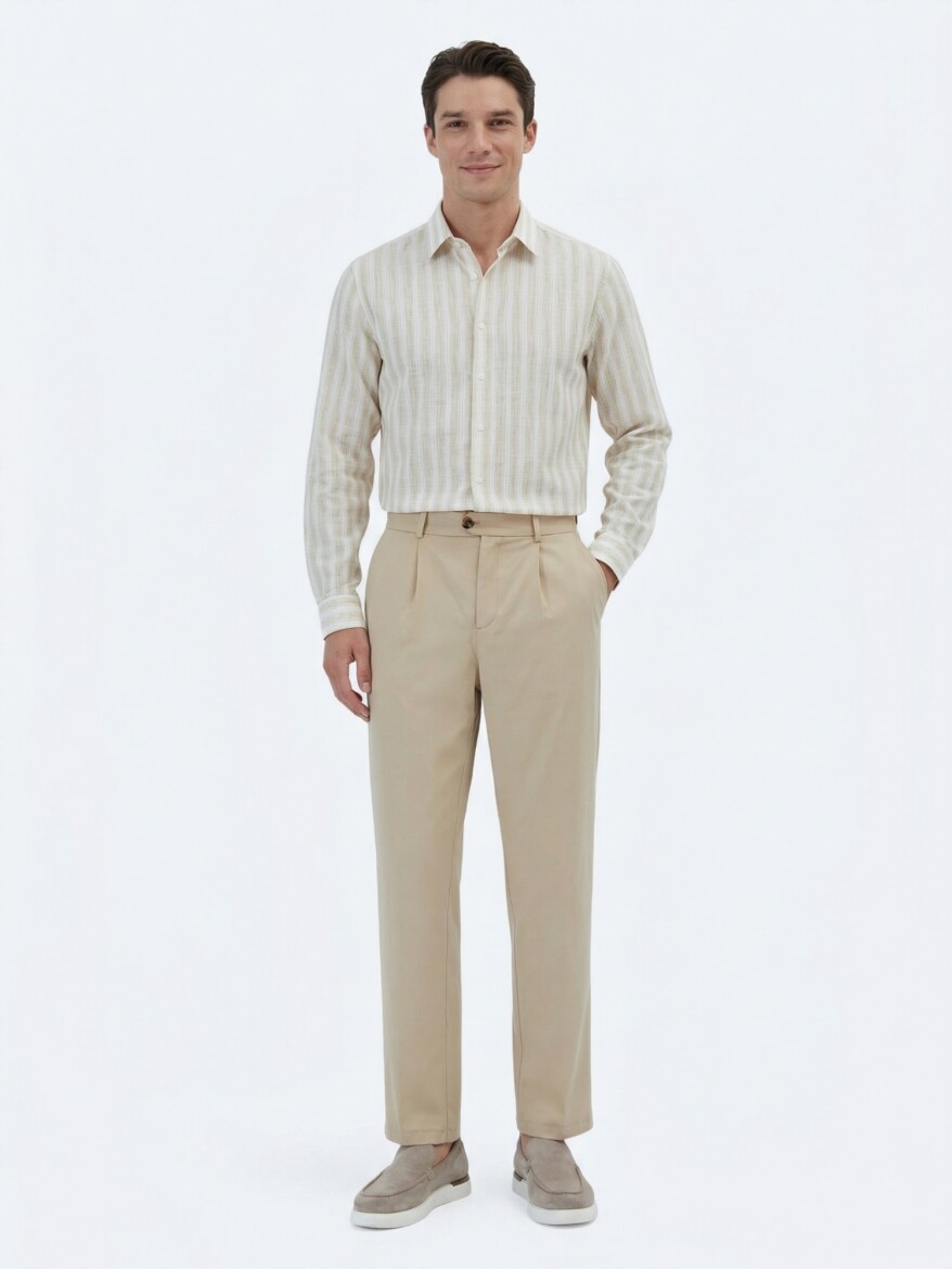 Buff Weaving Loose Fit Casual Trousers - 1