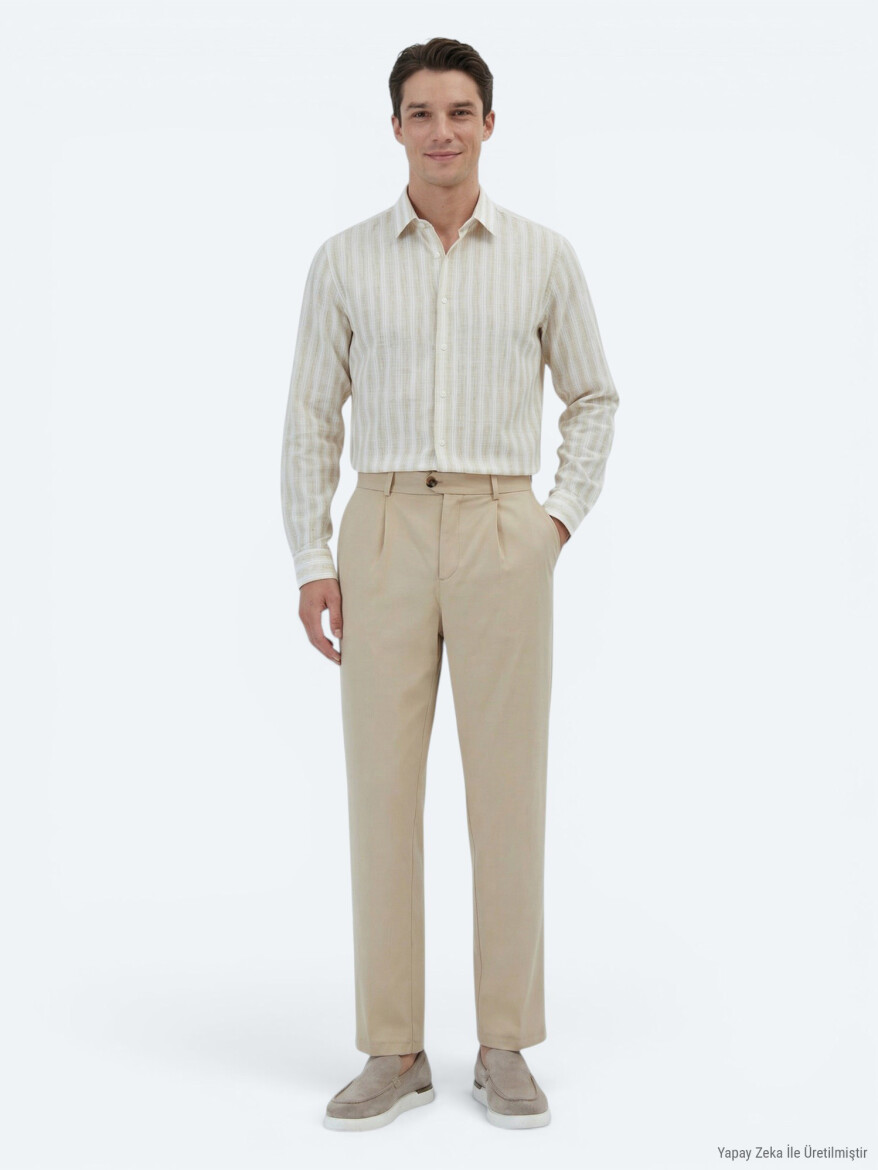 Buff Weaving Loose Fit Casual Trousers - 1