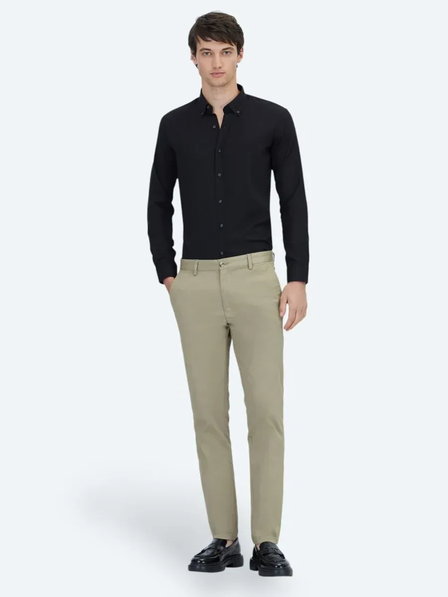 Buff Weaving Regular Fit Casual Cotton Blended Trousers - 1