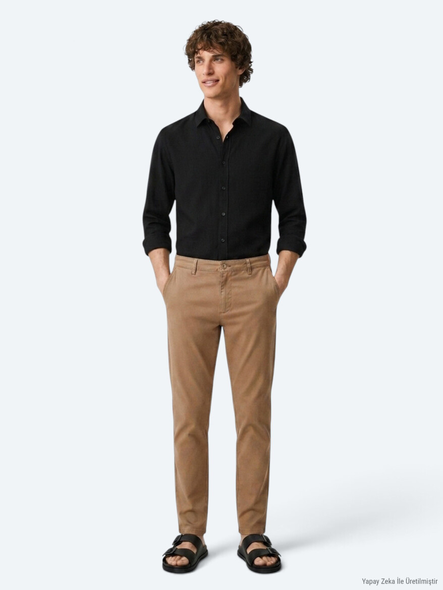 Buff Weaving Regular Fit Casual Cotton Blended Trousers - KİP