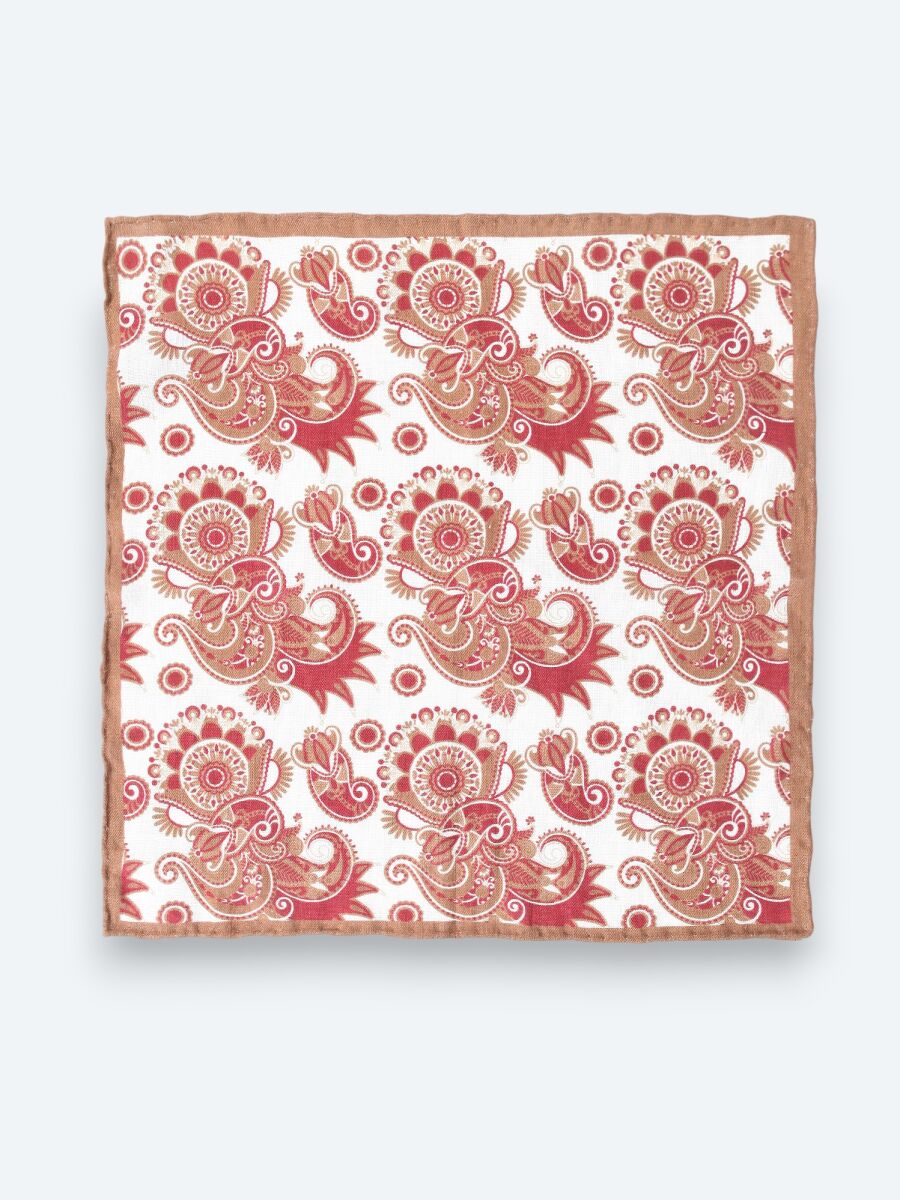 Burgundy %100 Keten Handkerchief - 1