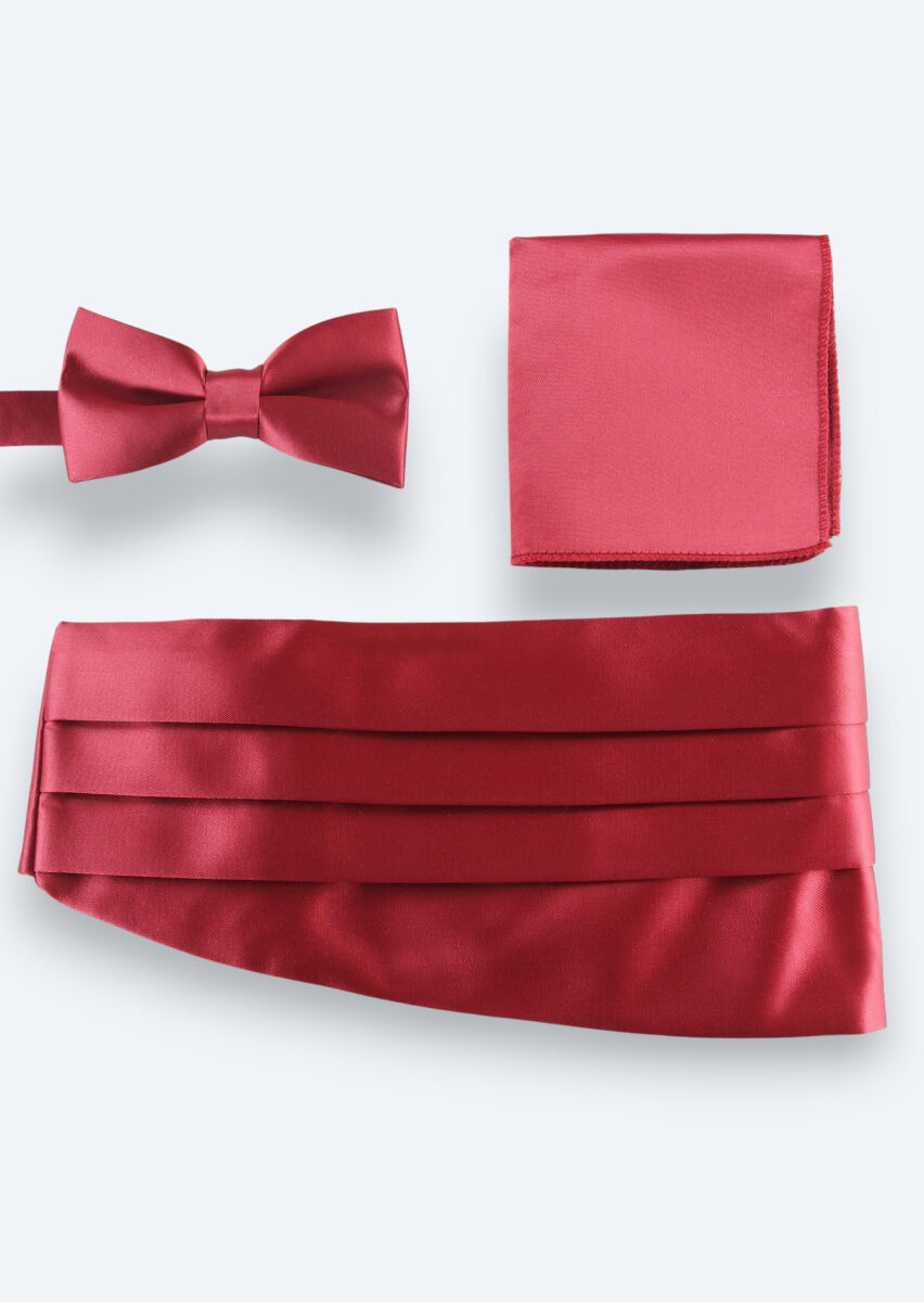 Burgundy Bow Tie Set - 1