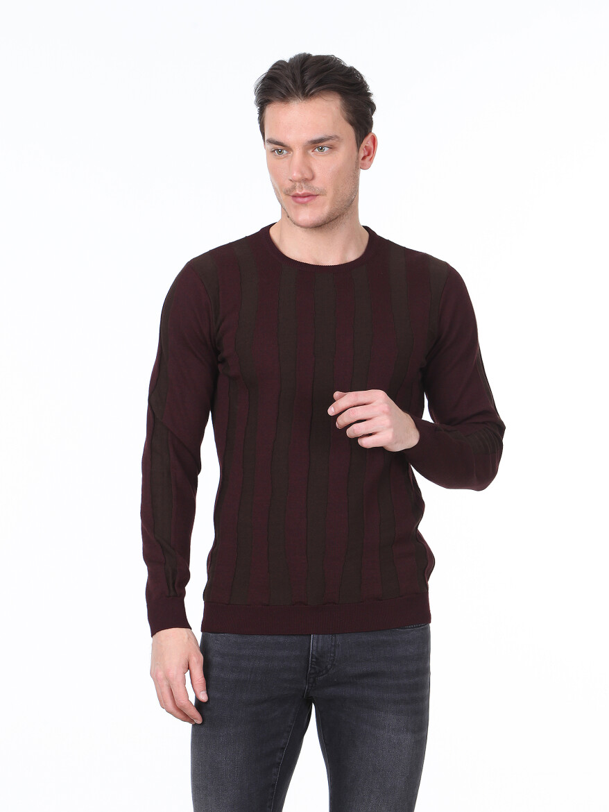 Burgundy Knitwear Sweatshirt - 1