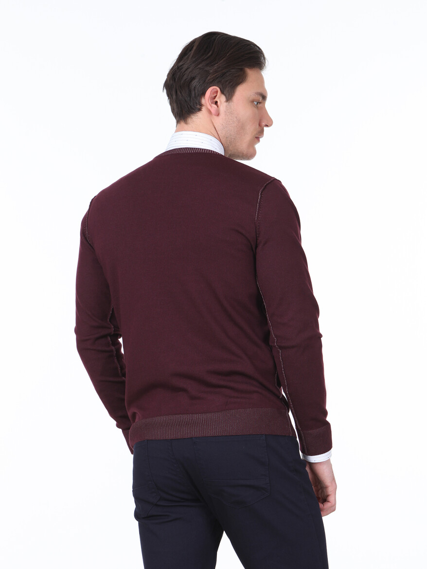 Burgundy Knitwear Sweatshirt - 4