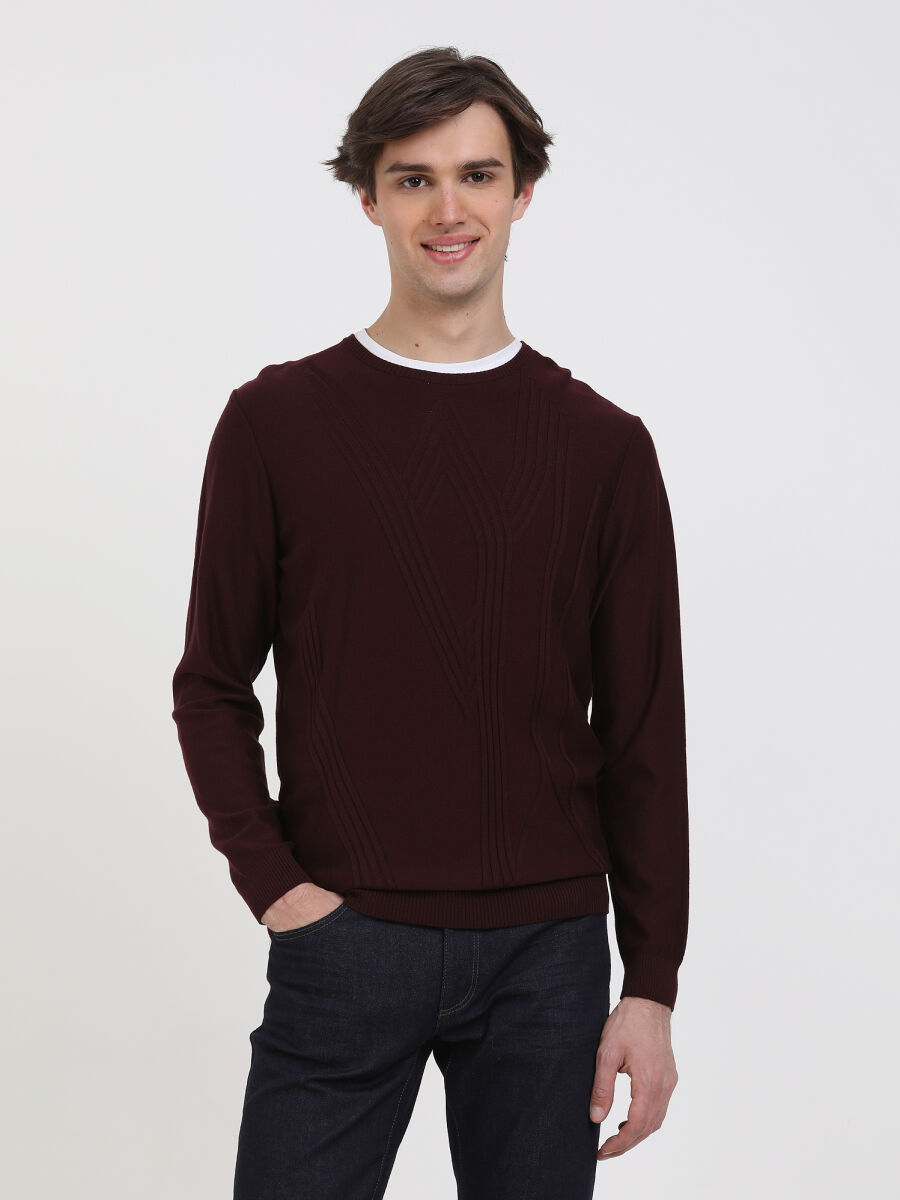 Burgundy Knitwear Sweatshirt - 1