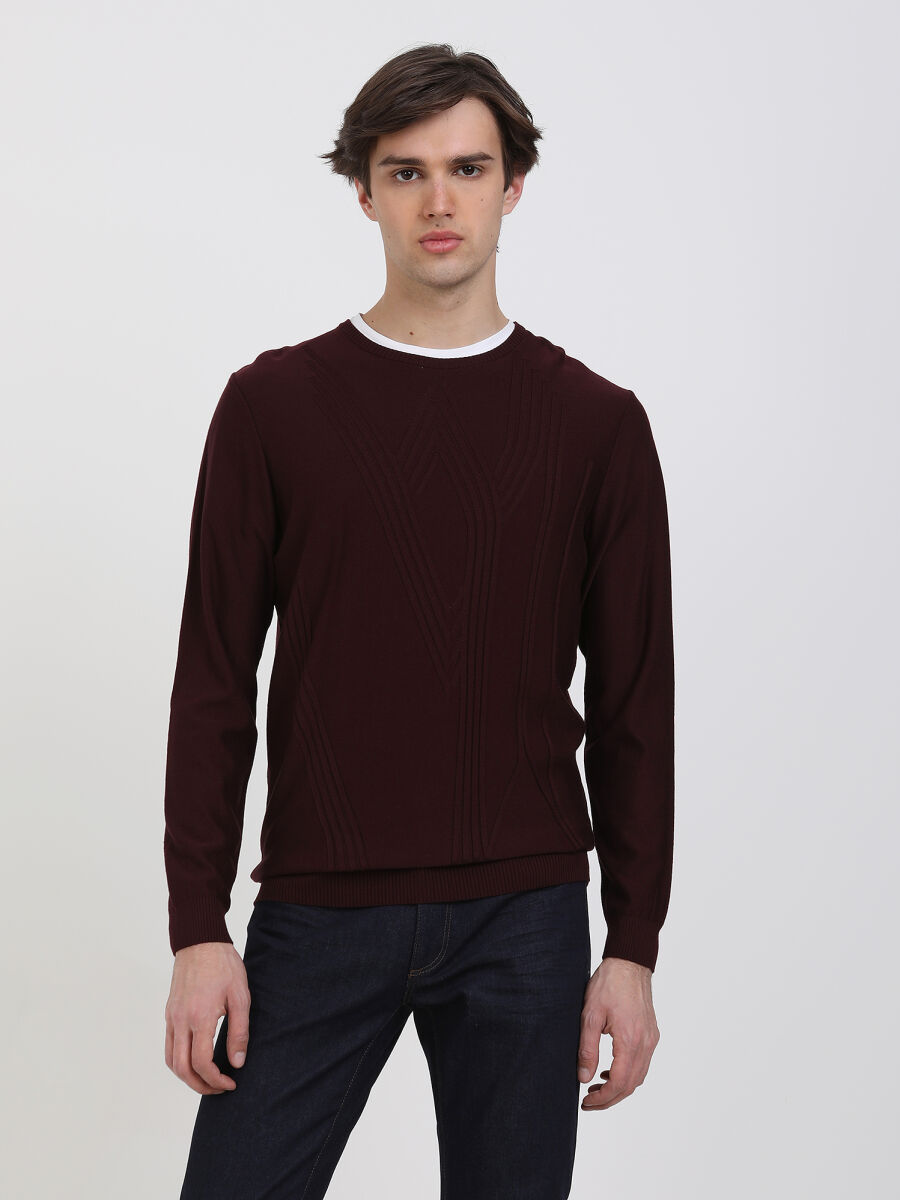 Burgundy Knitwear Sweatshirt - 2