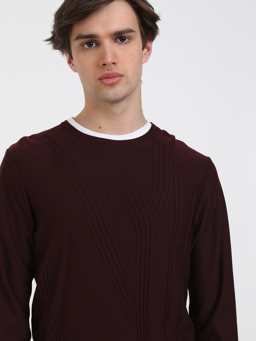 Burgundy Knitwear Sweatshirt - 3