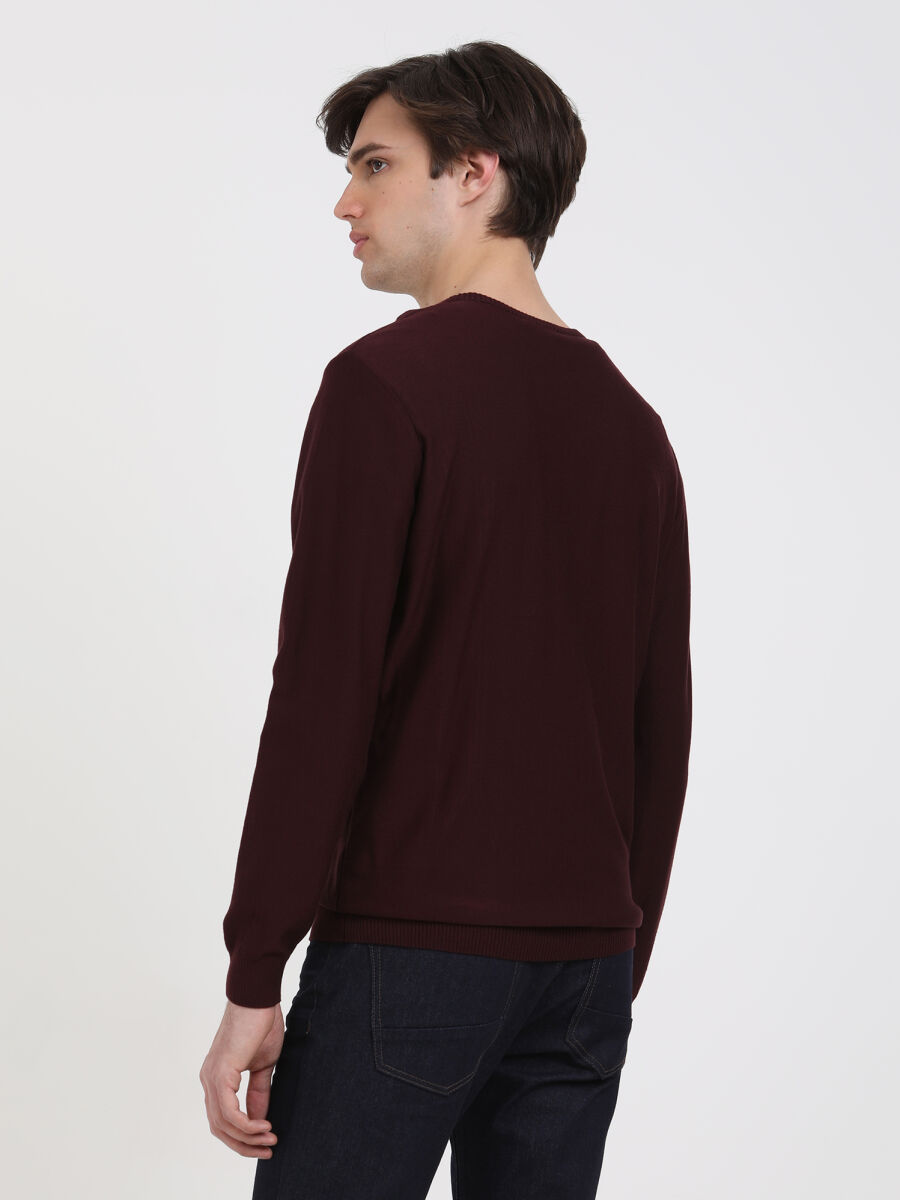Burgundy Knitwear Sweatshirt - 4