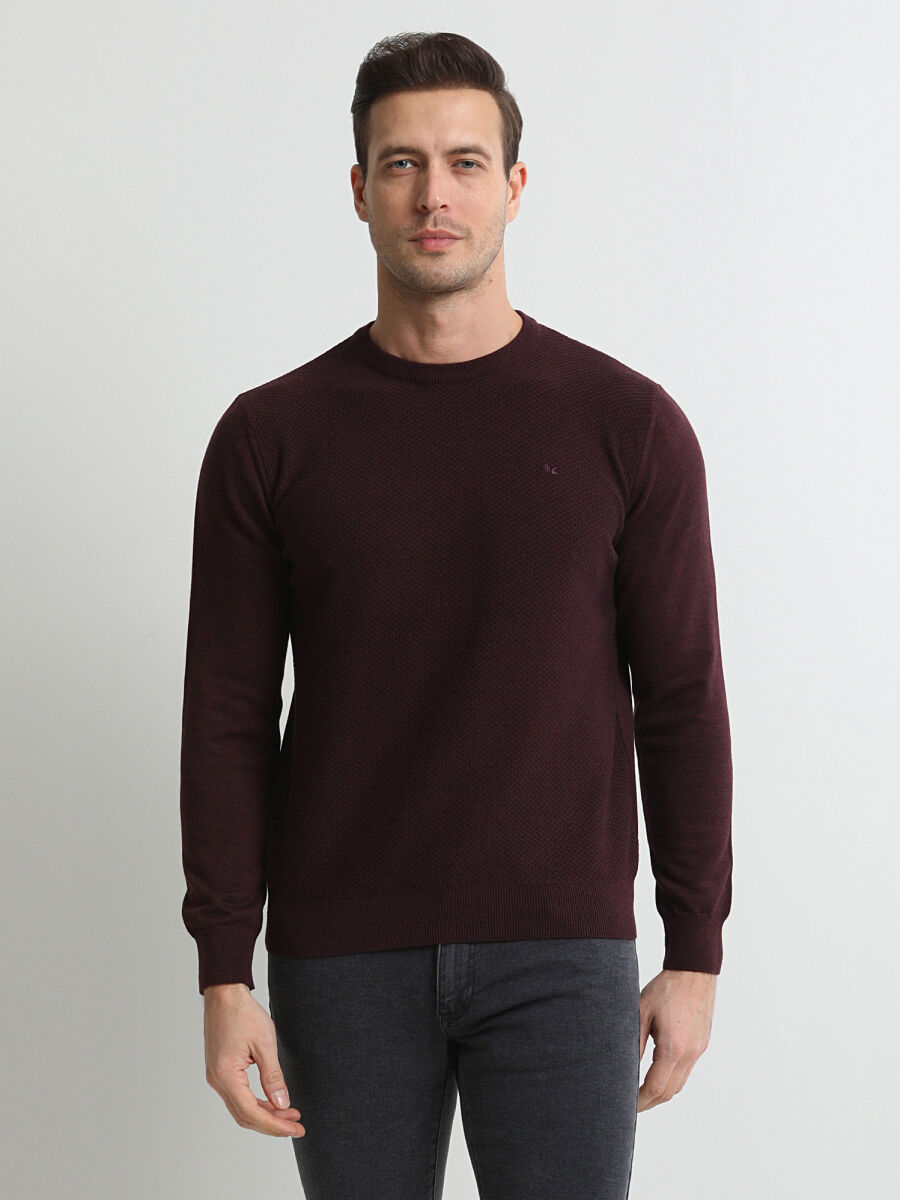 Burgundy Knitwear Sweatshirt - 1