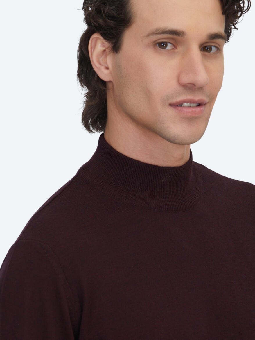 Burgundy Knitwear Sweatshirt - 4