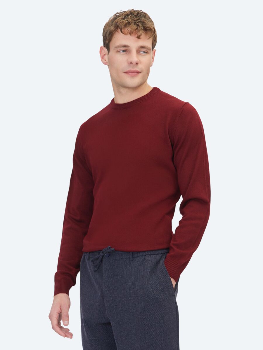 Burgundy Knitwear Sweatshirt - 1