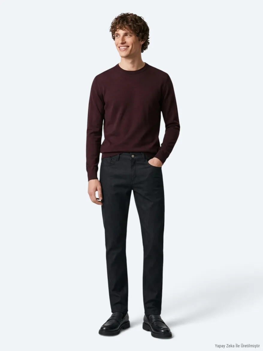 Burgundy Knitwear Sweatshirt - 3