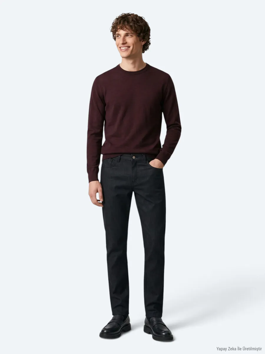 Burgundy Knitwear Sweatshirt - 3