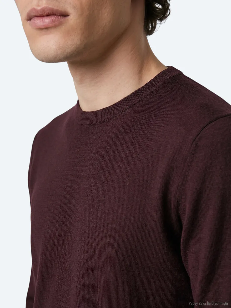 Burgundy Knitwear Sweatshirt - 4