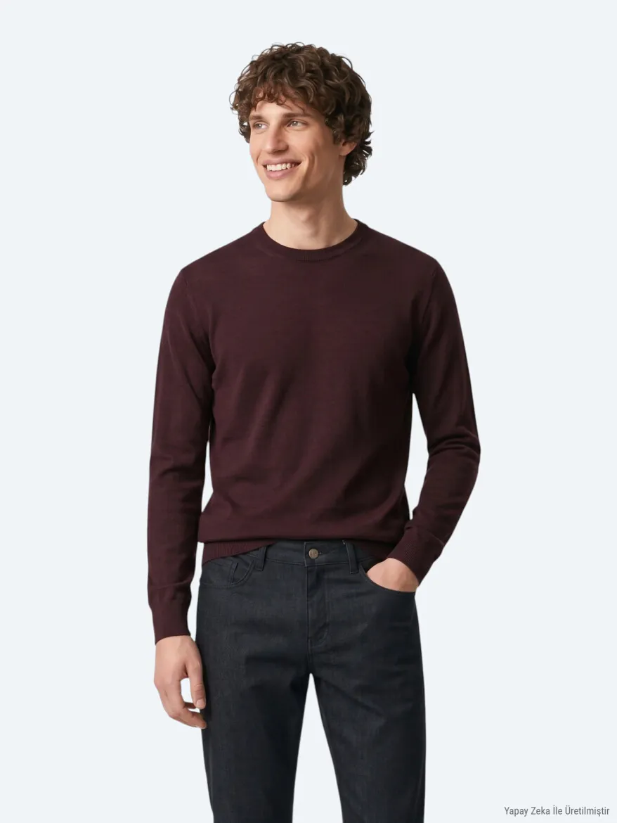 Burgundy Knitwear Sweatshirt - 5
