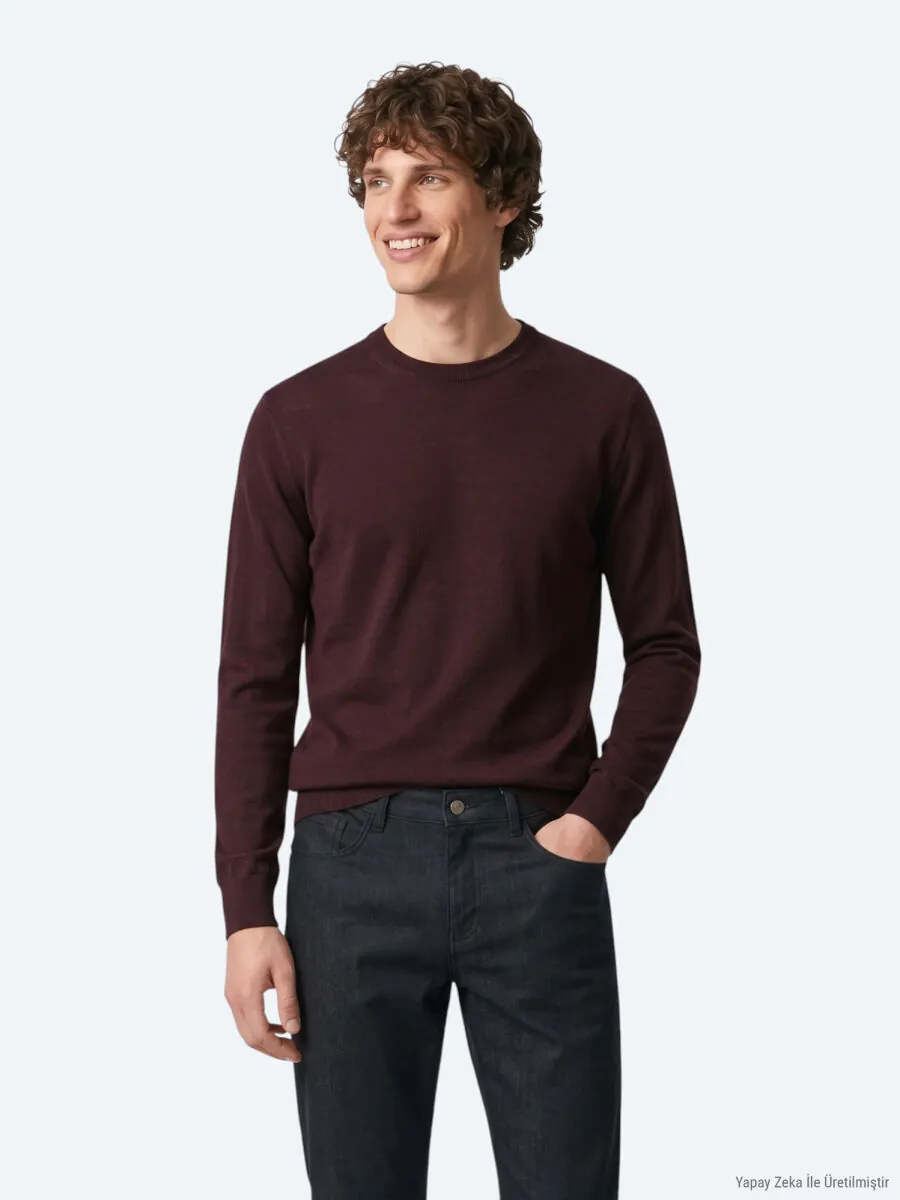 Burgundy Knitwear Sweatshirt - 5