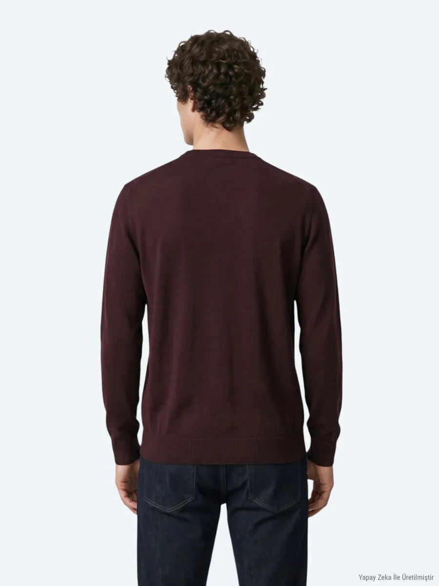 Burgundy Knitwear Sweatshirt - 6