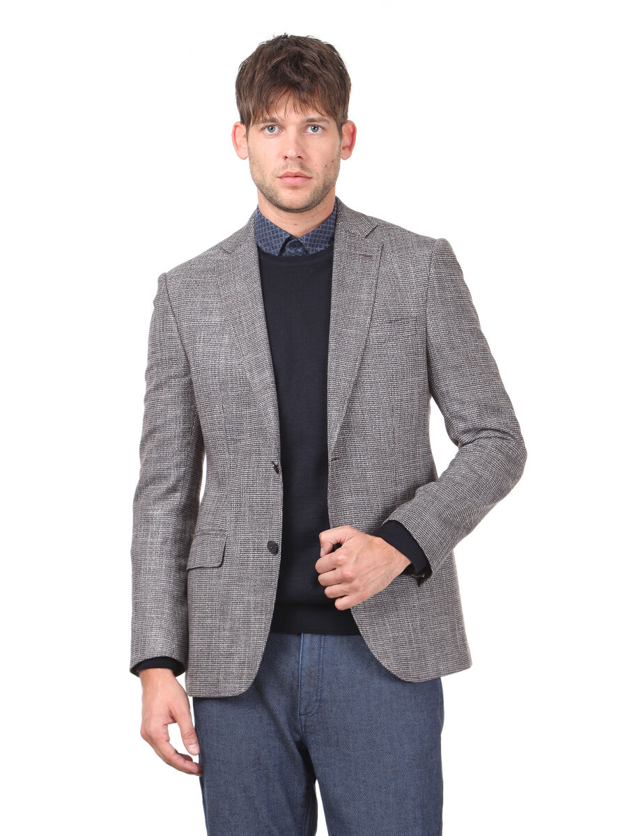 Burgundy Micro Modern Fit Jacket - 1