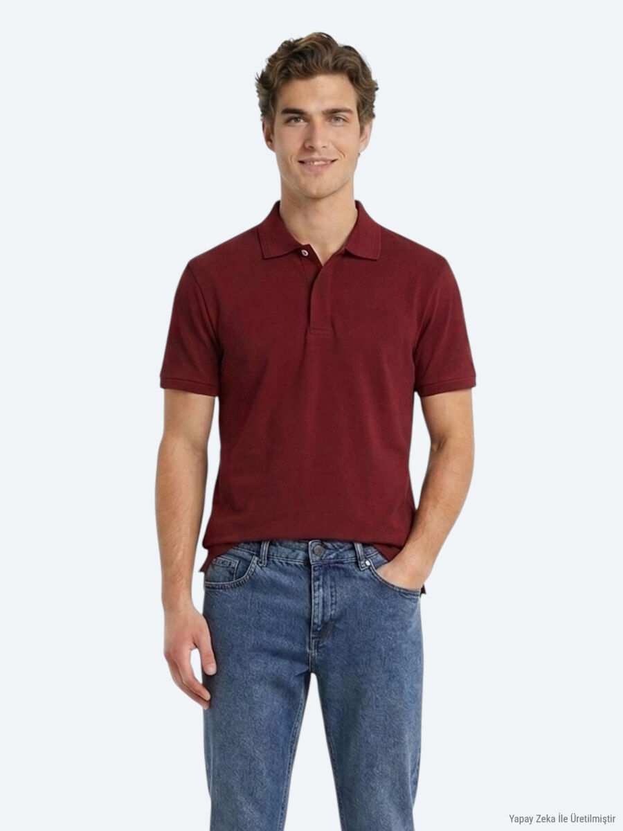 Burgundy Plain 100% Cotton T-Shirt - 1