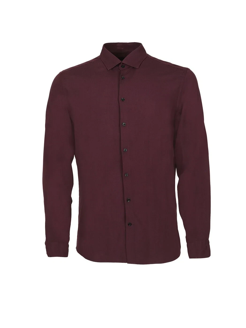 Burgundy Plain Slim Fit Weaving Casual Shirt - 6