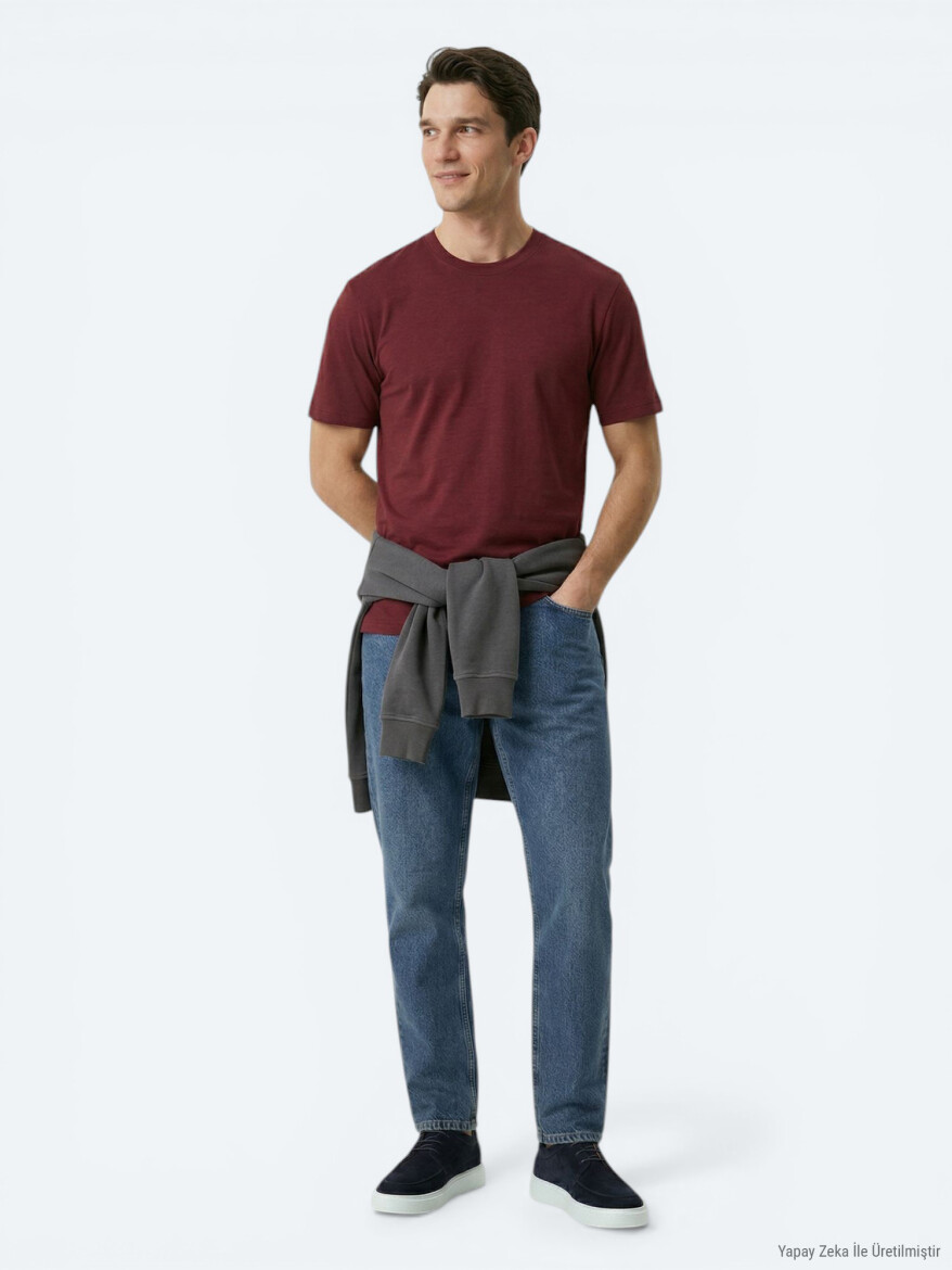 Burgundy Plain T-Shirt - 4