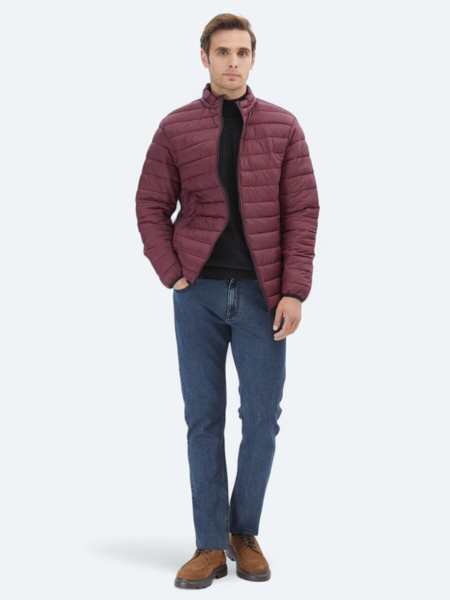 Burgundy Regular Fit Casual Weaving Coat - 2