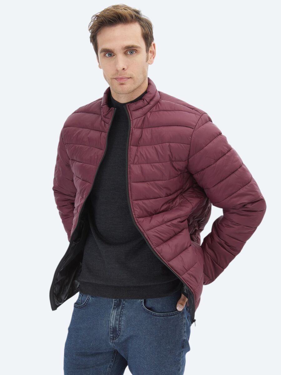 Burgundy Regular Fit Casual Weaving Coat - 3