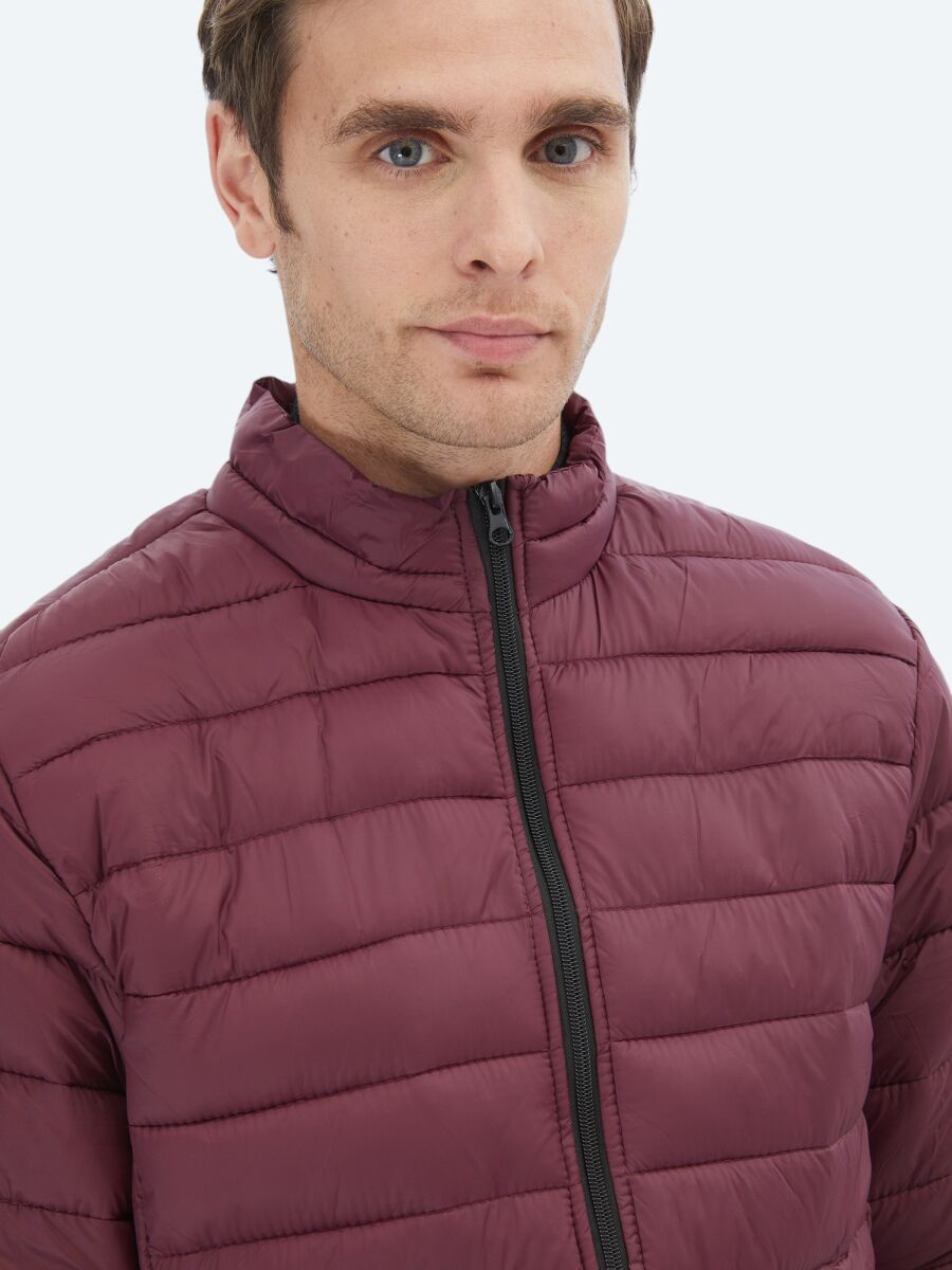 Burgundy Regular Fit Casual Weaving Coat - 4