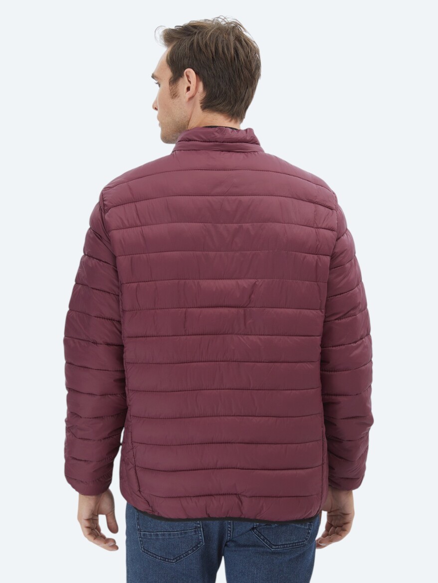 Burgundy Regular Fit Casual Weaving Coat - 5