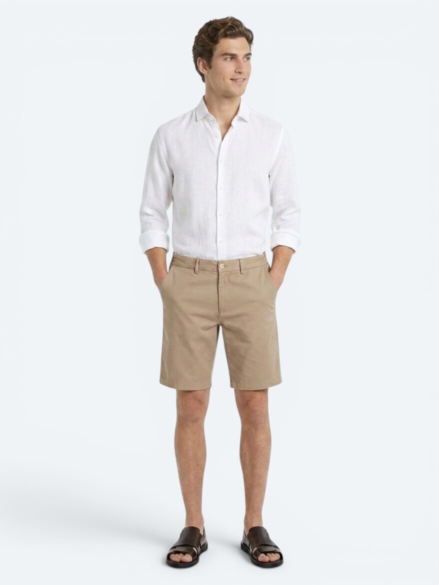 Caramel Material Jogging Fit Casual Bermuda 
